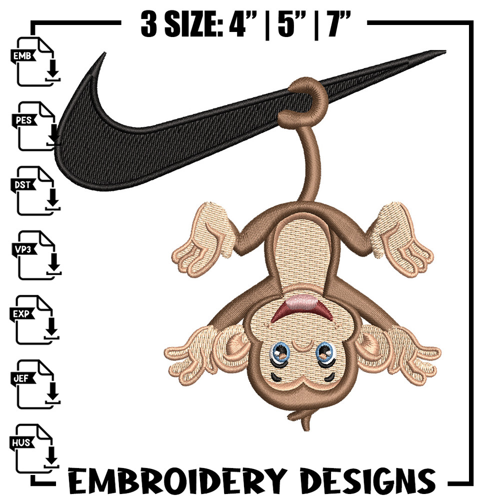 Nike x monkey embroidery design, Monkey embroidery, Nike design, Embroidery shirt, Embroidery file, Digital download.jpg