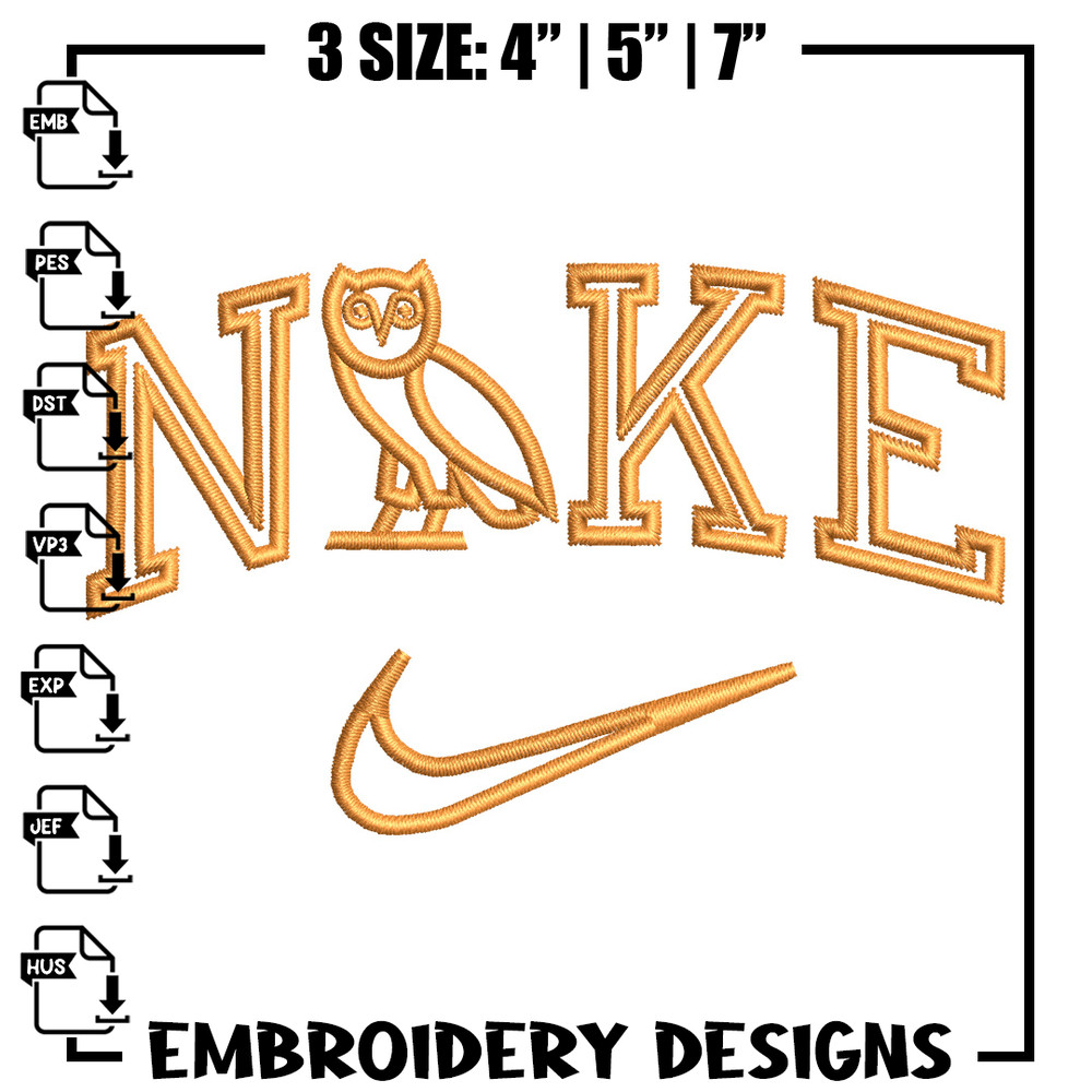 Nike x owl embroidery design, Owl embroidery, Nike design, Embroidery file, Embroidery shirt, Digital download.jpg