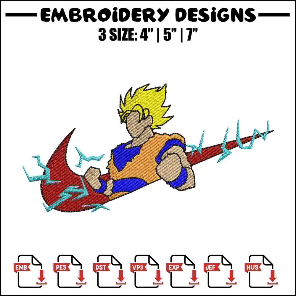 Songoku nike embroidery design, Dragon ball embroidery, Nike design, anime design, anime shirt, Digital download.jpg