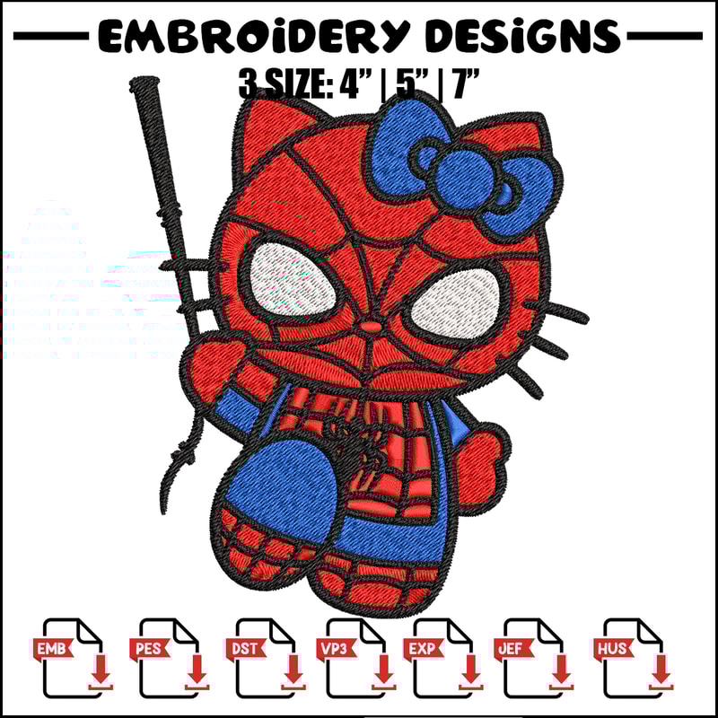 Spiderman Hellokitty Embroidery design, Hellokitty Embroidery, cartoon design, Embroidery File, Digital download..jpg