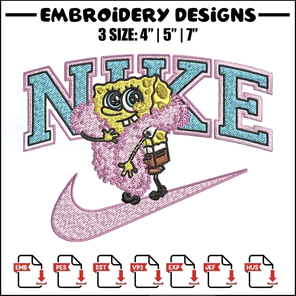 Spongebob pink nike Embroidery Design, Nike Embroidery, Brand Embroidery, Embroidery File, Logo shirt, Digital download.jpg