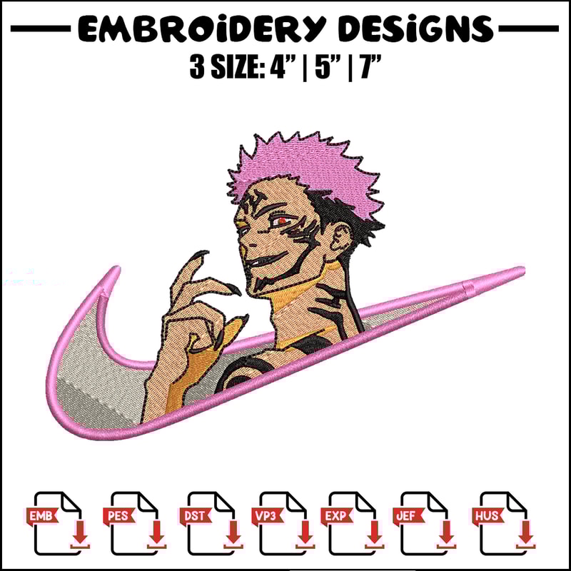 Sukuna smile Nike embroidery design, Jujutsu kaisen embroidery, Nike design, anime design, logo shirt, Digital download.jpg