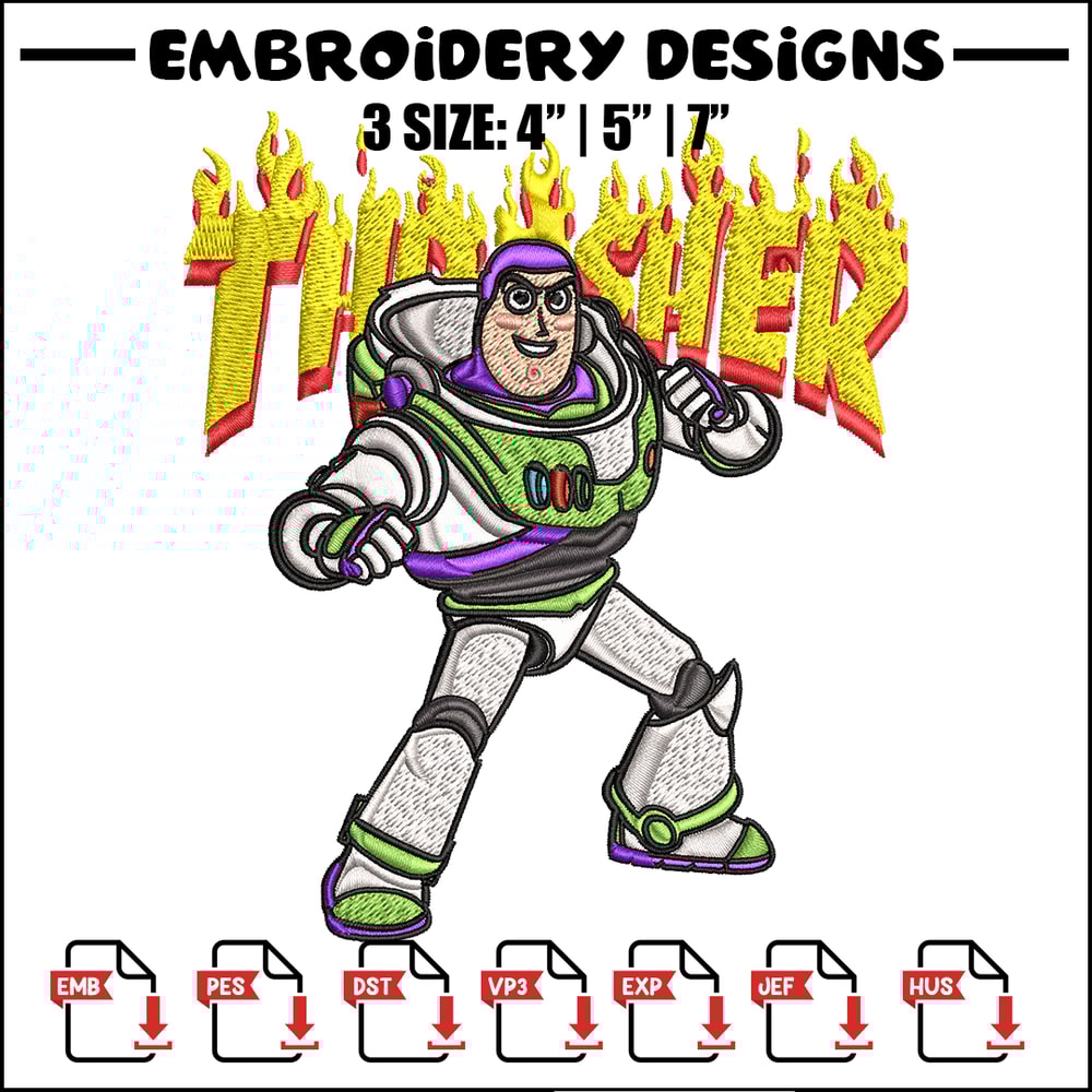 Thrasher Buzz Lightyear Embroidery design, Buzz Lightyear Embroidery, cartoon design, Embroidery File, Instant download..jpg