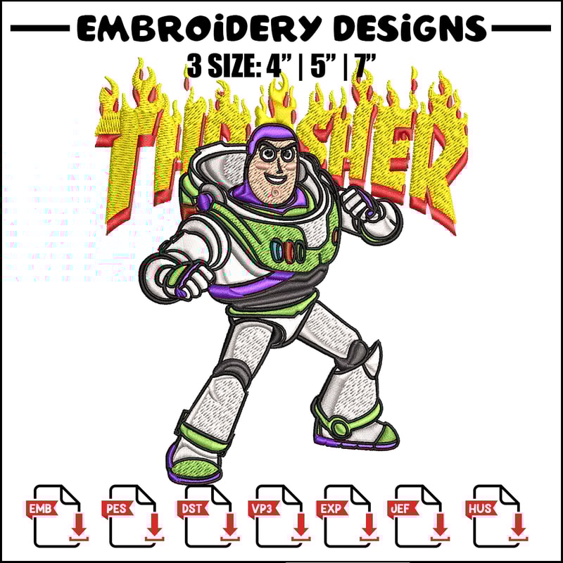Thrasher Buzz Lightyear Embroidery design, Buzz Lightyear Embroidery, cartoon design, Embroidery File, Instant download..jpg