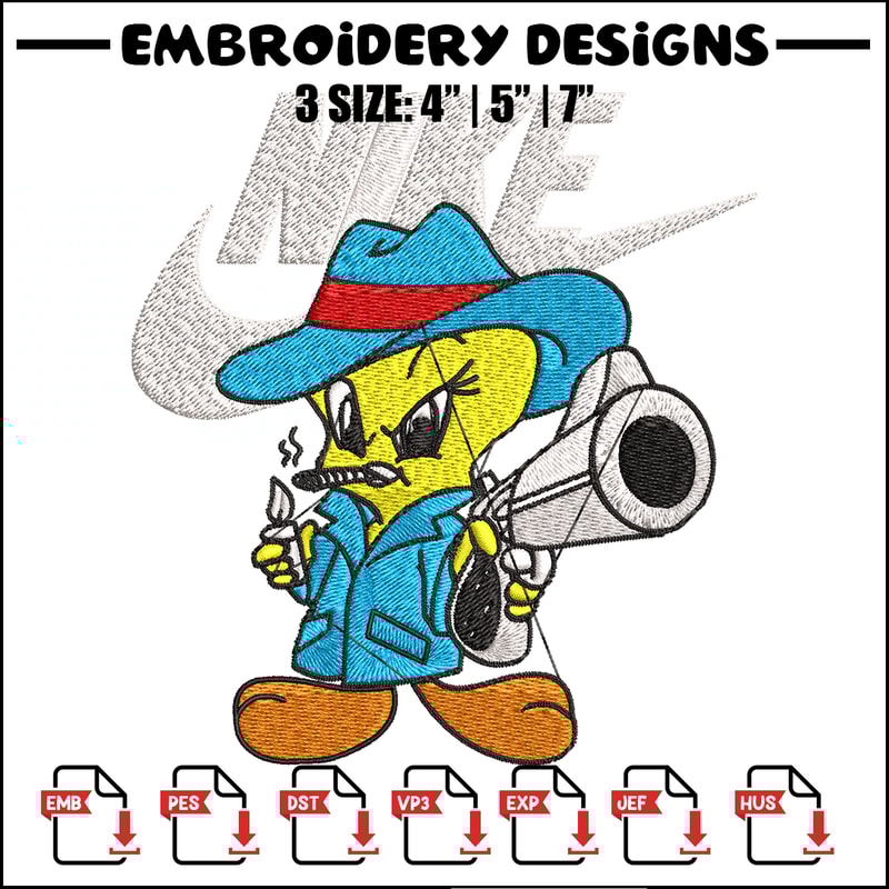 Tweety Nike Embroidery design, Tweety Nike Embroidery, Nike design, Embroidery file, cartoon shirt, Instant download..jpg