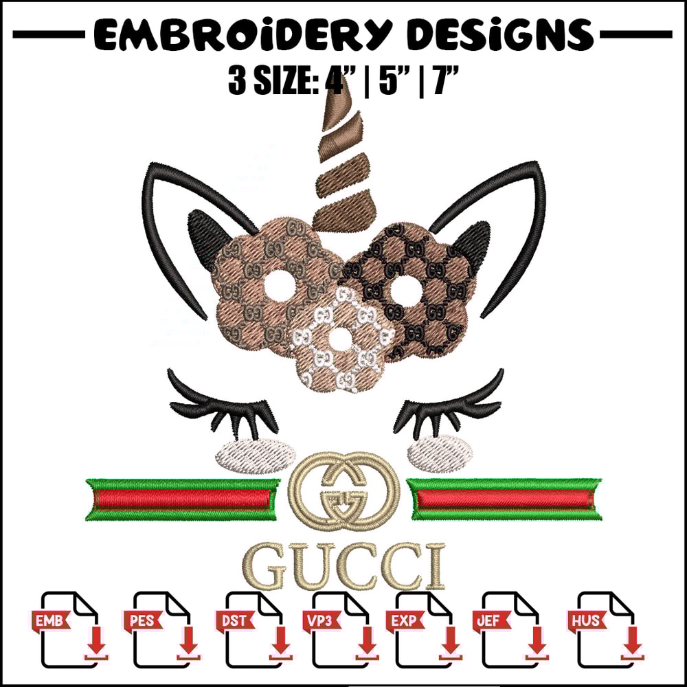 Unicorn gucci Embroidery Design, Gucci Embroidery, Embroidery File, Brand Embroidery, Logo shirt, Digital download.jpg