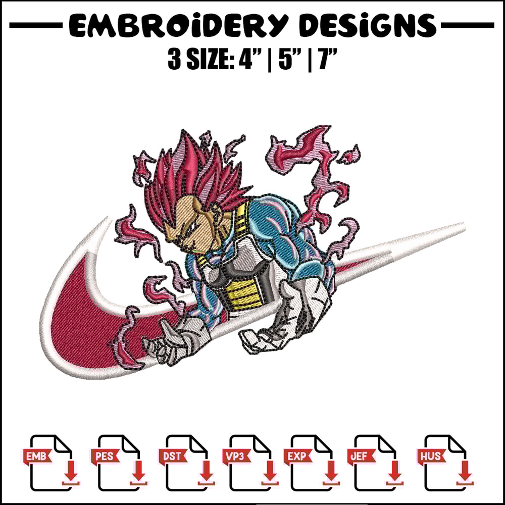 Vegeta Ultra Nike embroidery design, Dragon ball embroidery, Nike design, anime design, anime shirt, Digital download.jpg