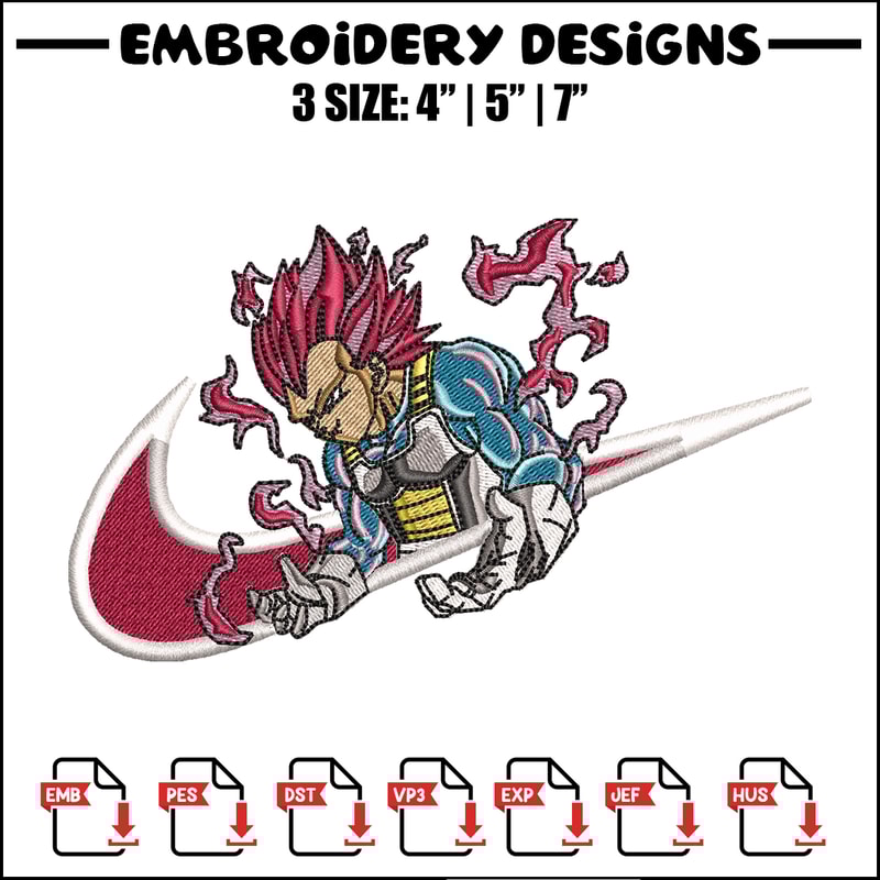 Vegeta Ultra Nike embroidery design, Dragon ball embroidery, Nike design, anime design, anime shirt, Digital download.jpg