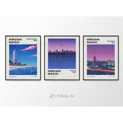 hiroshi nagai set of 3 city beach posters