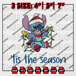 Santa Stitch With Lights Embroidery files, Merry Christmas Embroidery Designs, Machine Embroidery File, Digital Download