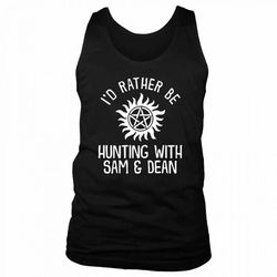 i do rather be hunting supernatural dean winchester sam winchester castiel men&8217s tank top