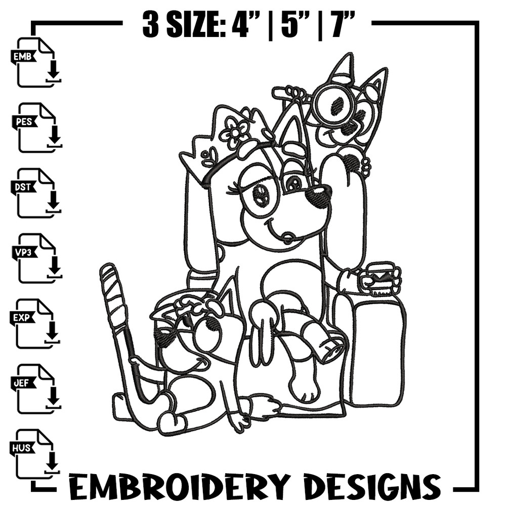 Mum bluey bingo Coloring Pages Embroidery, Bluey Embroidery, Embroidery File, cartoon design, Digital download..jpg