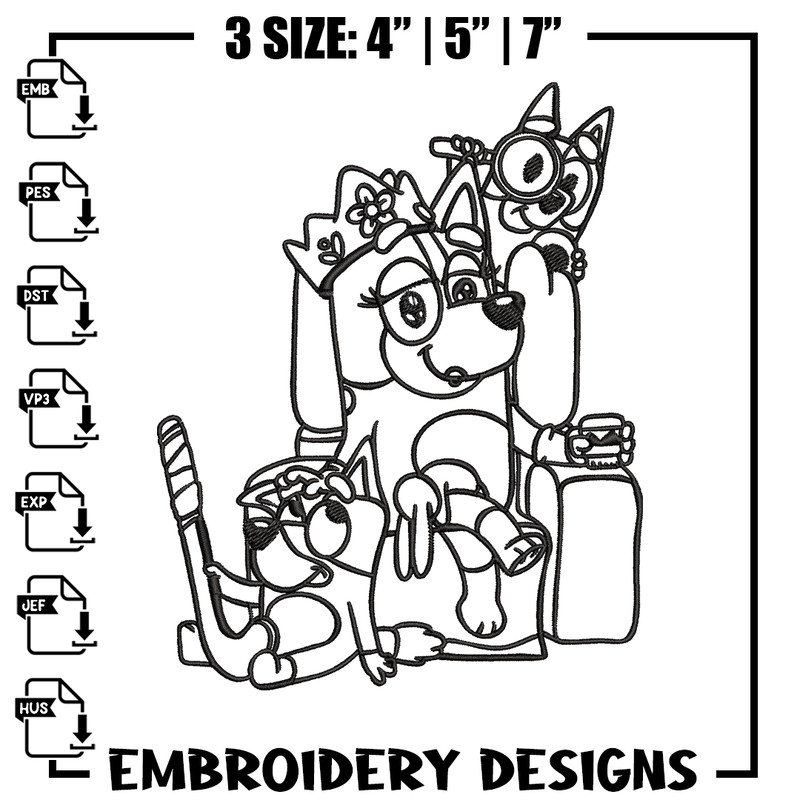 Mum bluey bingo Coloring Pages Embroidery, Bluey Embroidery, Embroidery File, cartoon design, Digital download..jpg