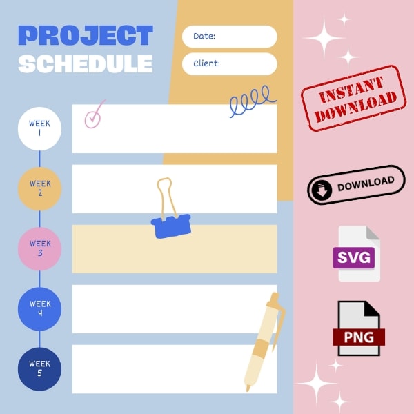 Project Plan Yellow Yellow White Flat Graphic Project Schedule Planner svg png | Inspire Uplift