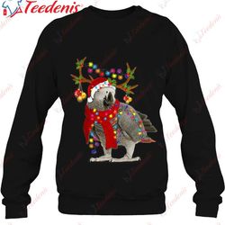 african grey parrot gorgeous reindeer christmas tree shirt, christmas shirts mens long sleeve wear love, share beauty