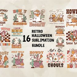 16 retro halloween sublimation bundle, halloween svg, cute halloween, halloween, halloween png 15