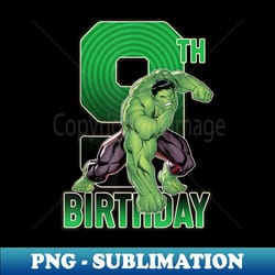 marvel comics classic avengers hulk smash 9th birthday - signature sublimation png file - vibrant and eye-catching typography
