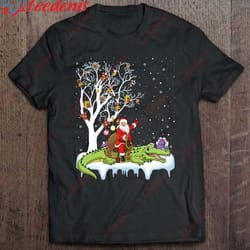 alligator lover xmas gift santa riding alligator christmas shirt, cotton plus size womens christmas shirts wear love, s
