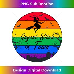 Gay Lesbian Witch Ride Broom Halloween LGBT Rainbow Long Sleeve - Sleek Sublimation PNG Download - Lively and Captivating Visuals