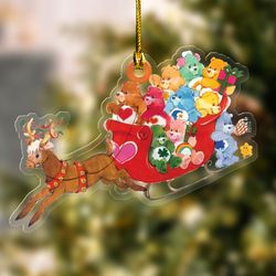 Personalized Care Bears Christmas 2023 Ornament, Cartoon Rainbow Ornament, Baby Christmas Ornament