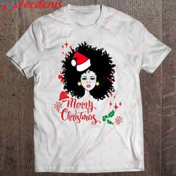 american african christmas santa claus shirt, plus size ladies christmas tops wear love, share beauty