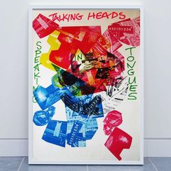 talking heads canvas, rock band canvas, vintage music canvas, talking heads 1980s concert canvas, abstract talking heads