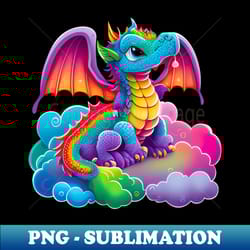 rainbow cloud dragon - cute - baby - kawaii style - png transparent sublimation file - bring your designs to life