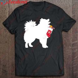 american eskimo christmas stocking stuffer dog t-shirt, plus size ladies christmas clothes wear love, share beauty