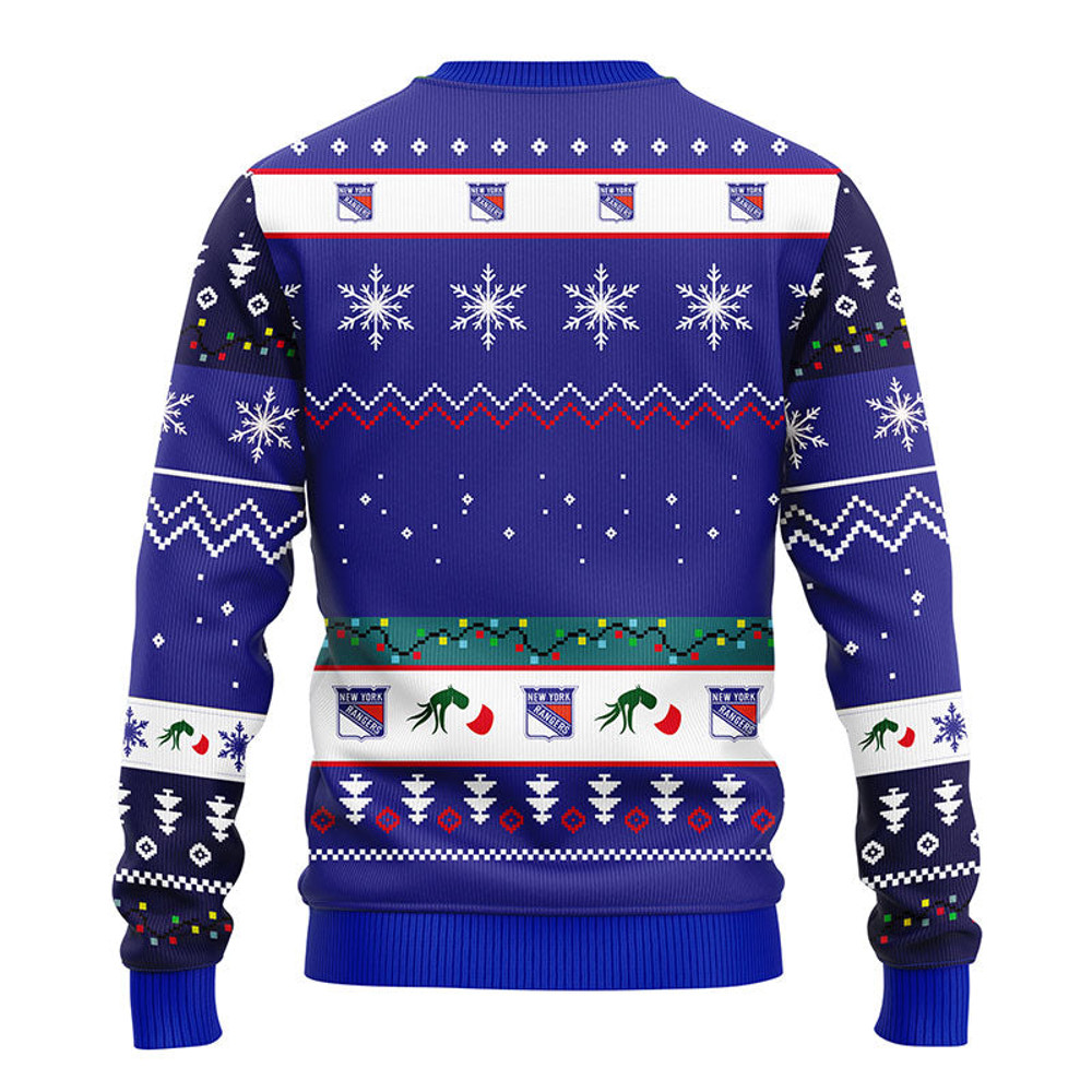 NLH New York Rangers 12 Grinch All Over Print Ugly Hoodie 3D Zip Hoodie 3D Ugly Christmas Sweater 3D Fleece Hoodie