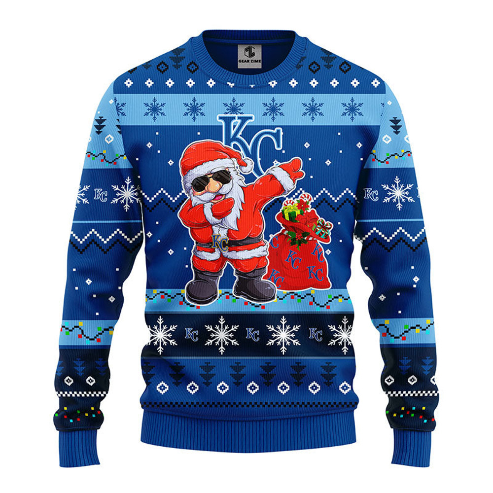 MLB Kansas City Royals Dabbing Santa Claus Ugly Hoodie 3D Zip Hoodie 3D Ugly Christmas Sweater 3D Fleece Hoodie
