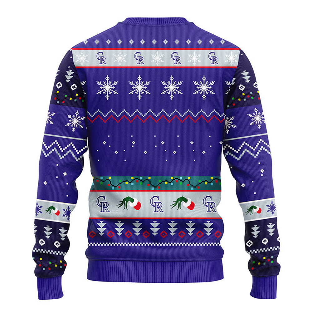 MLB Colorado Rockies 12 Grinch Xmas All Over Print Ugly Hoodie 3D Zip Hoodie 3D Ugly Christmas Sweater 3D Fleece Hoodie