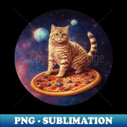 Funny Galaxy Cat In Space Cat Riding Pizza - Premium PNG Sublimation File - Capture Imagination with Every Detail
