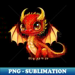 red baby dragon with wings and gold horns - digital sublimation download file - instantly transform your sublimation projects