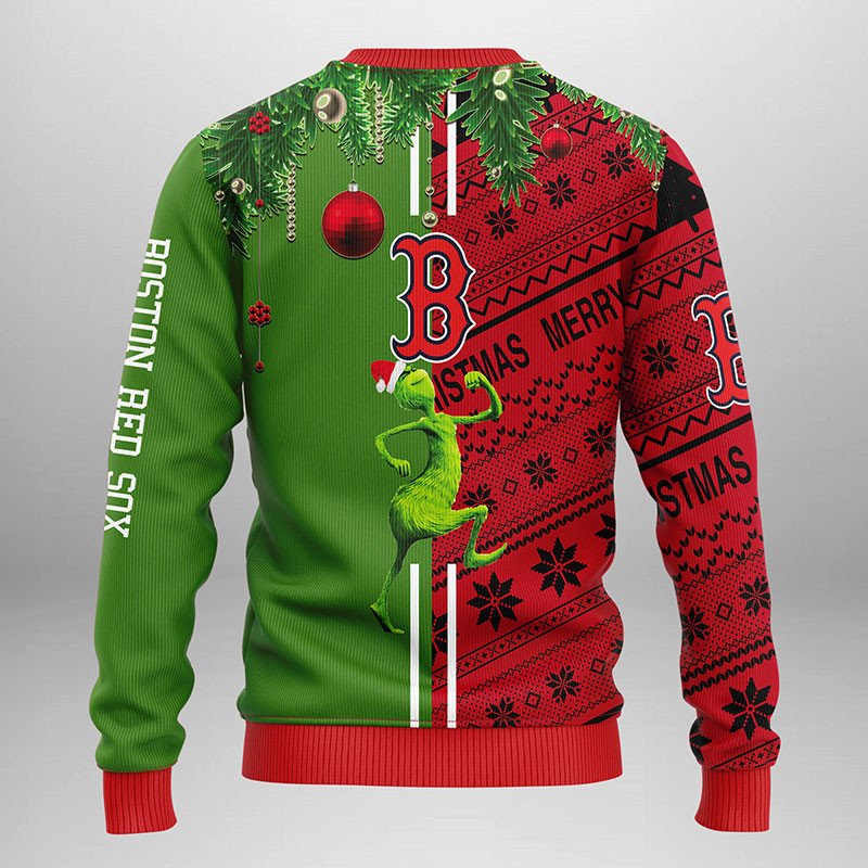 MLB Boston Red Sox Grinch & Scooby-doo Ugly Hoodie 3D Zip Hoodie 3D Ugly Christmas Sweater 3D Fleece Hoodie