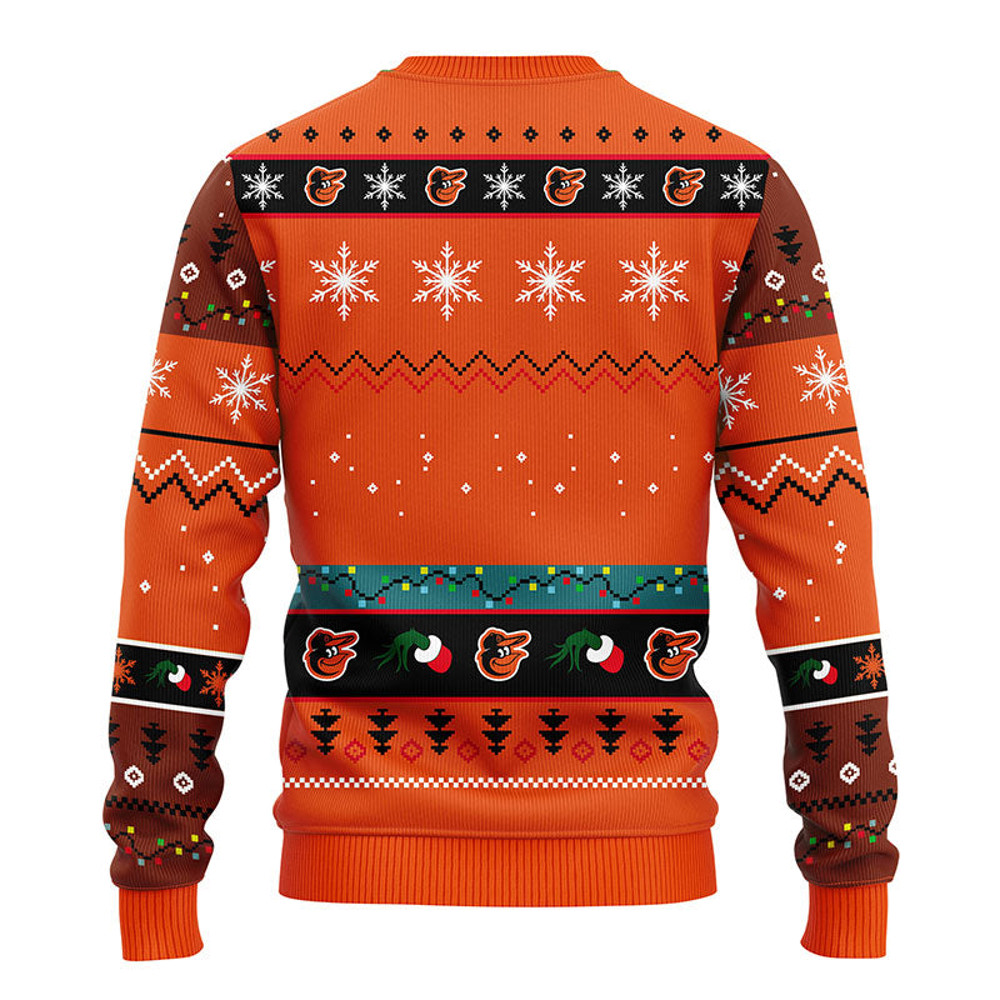 MLB Baltimore Orioles 12 Grinch All Over Print Ugly Hoodie 3D Zip Hoodie 3D Ugly Christmas Sweater 3D Fleece Hoodie