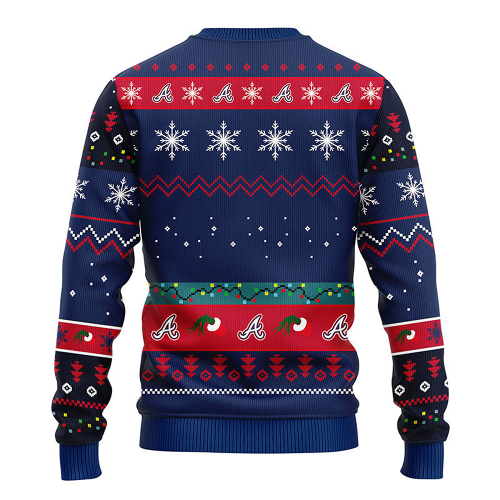MLB Atlanta Braves 12 Grinch All Over Print Ugly Hoodie 3D Zip Hoodie 3D Ugly Christmas Sweater 3D Fleece Hoodie