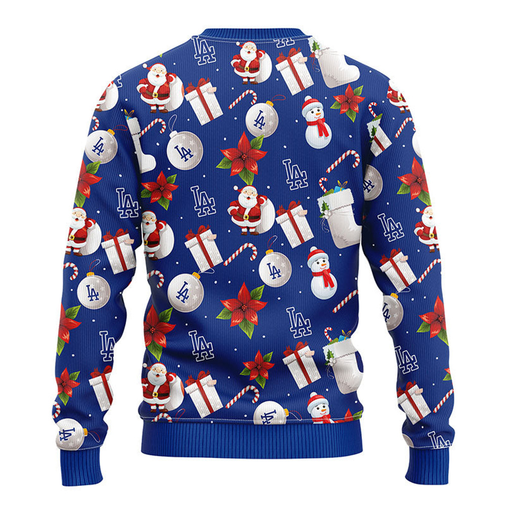 MLB Los Angeles Dodgers Santa Claus Snowman Ugly Hoodie 3D Zip Hoodie 3D Ugly Christmas Sweater 3D Fleece Hoodie