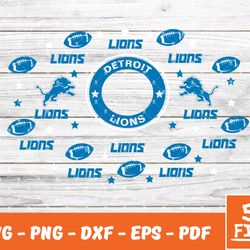 Detroit Lions Full Wrap Template Svg, Cup Wrap Coffee 12