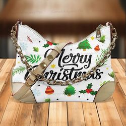 christmas leather crossbody bag, christmas messenger bag, crossbody purse
