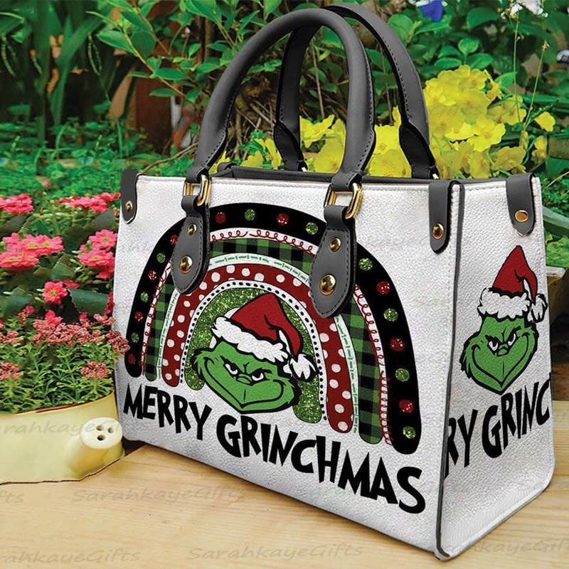 Christmas Leather Handbag And Wallet, Christmas Shoulder Bag, Christmas Women Bag, Christmas Wallet, Custom Leather Purses 9.jpg