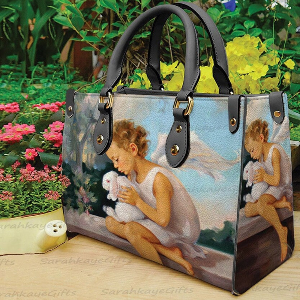 Easter Angles leather Bag Handbag, Easter Handbag, Angles Bag and Purses, Easter Angles Leather Bag, Christmas Gift.jpg