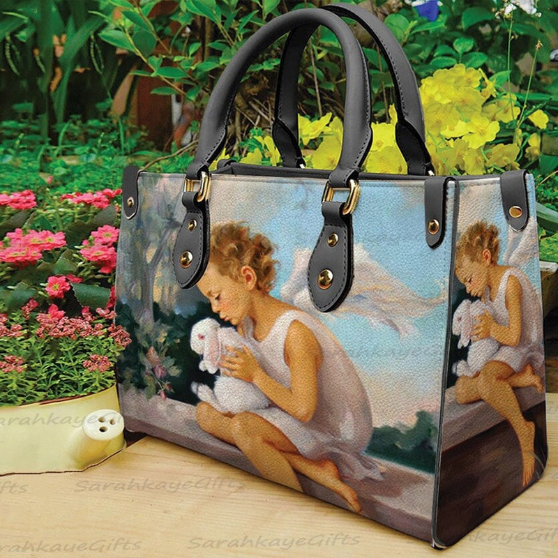 Easter Angles leather Bag Handbag, Easter Handbag, Angles Bag and Purses, Easter Angles Leather Bag, Christmas Gift.jpg