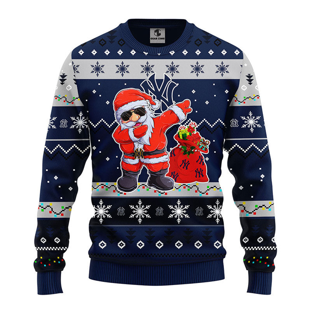 MLB New York Yankees Dabbing Santa Claus Ugly Hoodie 3D Zip Hoodie 3D Ugly Christmas Sweater 3D Fleece Hoodie