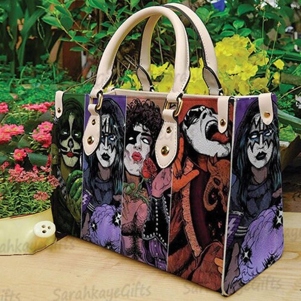 K i s s Rock Band Leather Bag, Rock Music Handbag, Custom Leather Bag, Woman Handbag Bag, Shopping Bag, Handmade Bag 1.jpg