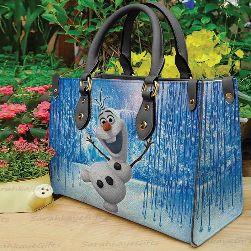 Olaf Frozen Christmas Leather Handbag, Snowman Christmas Shoulder Bag, Christmas Women Bag, Christmas Wallet, Custom Leather Purses 1.jpg
