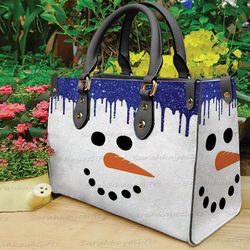 snowman christmas leather handbag, christmas shoulder bag, snowman handbag