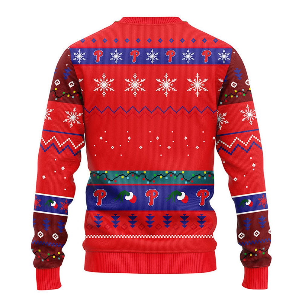 MLB Philadelphia Phillies 12 Grinch All Over Print Ugly Hoodie 3D Zip Hoodie 3D Ugly Christmas Sweater 3D Fleece Hoodie