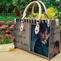 wednesday leather handbag, halloween pattern handbag, wallet