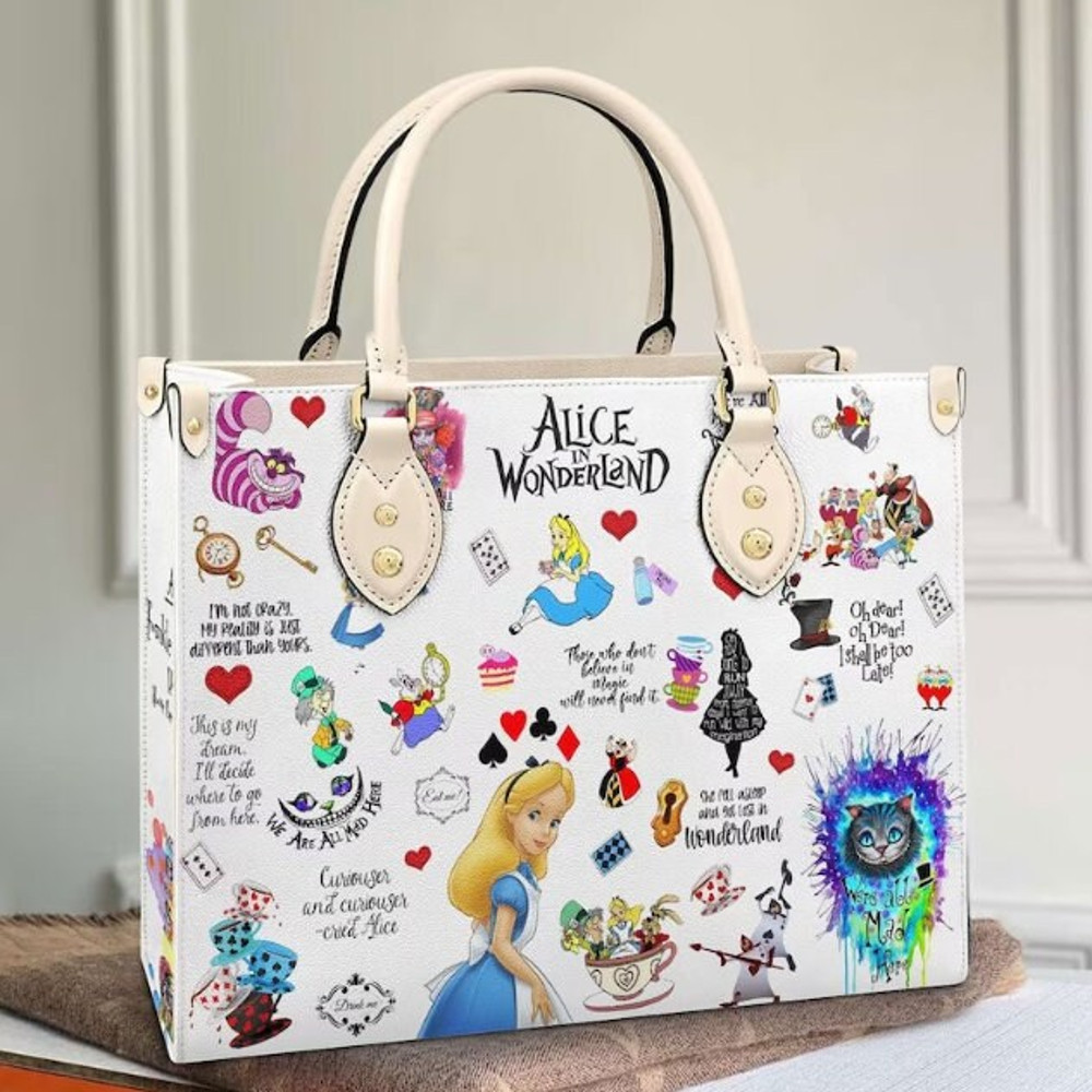 Alice In Wonderland Leather Bag hand bag,Alice Woman Handbag,Alice Lovers Handbag,Custom Leather Bag,Personalized Bags,Christmas Gifts.jpg