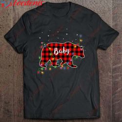baby bear red plaid christmas pajama family gift t-shirt, men christmas shirts family cheap  wear love, share beauty